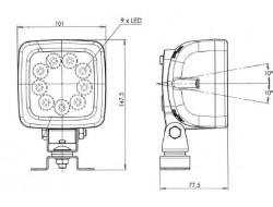 WAS Světlomet zpětný hranatý LED 12V - 24V